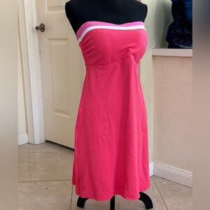 Tommy Bahama Strapless Hot Pink Dress with White Trim